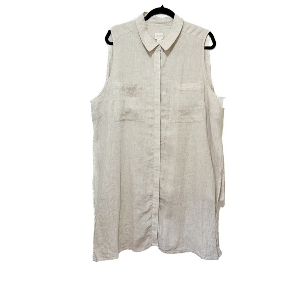 Chico's Tops - Chico's Sleeveless Linen Tunic Light Beige Lagenlook Resortwear Beach Sz 4 (XXL)